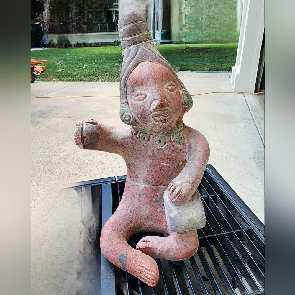 Vintage Mexican Aztec Terra Cotta Drummer sculpture